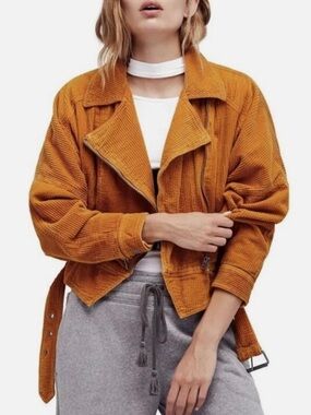Free People Mustard Corduroy Moto Jacket